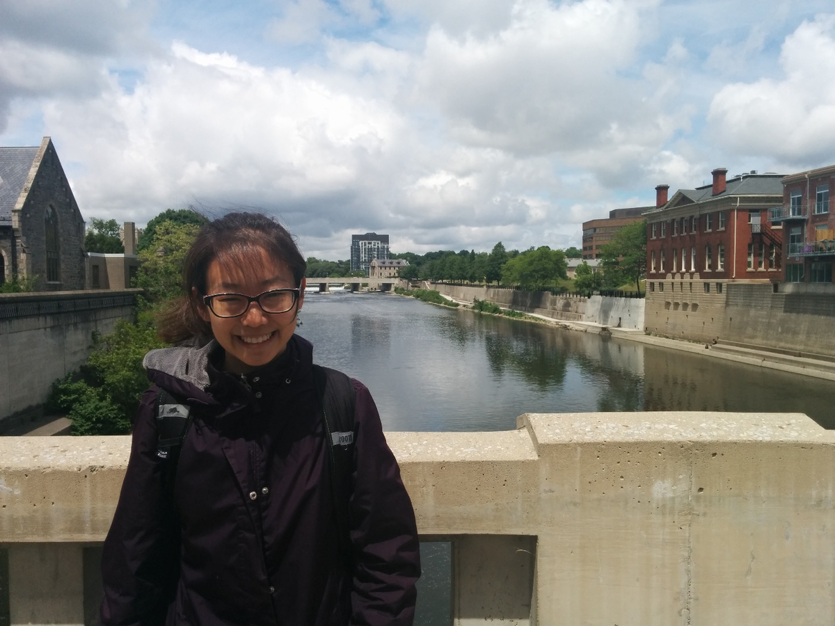 2017 ROMP week student exploring downtown 'Galt' Cambridge 